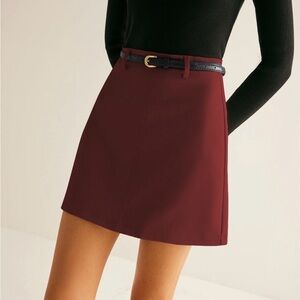 Commense Burgundy Mini Skirt